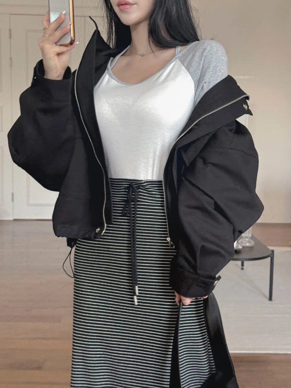 롱 스커트 모델 착용 이미지-S1L59