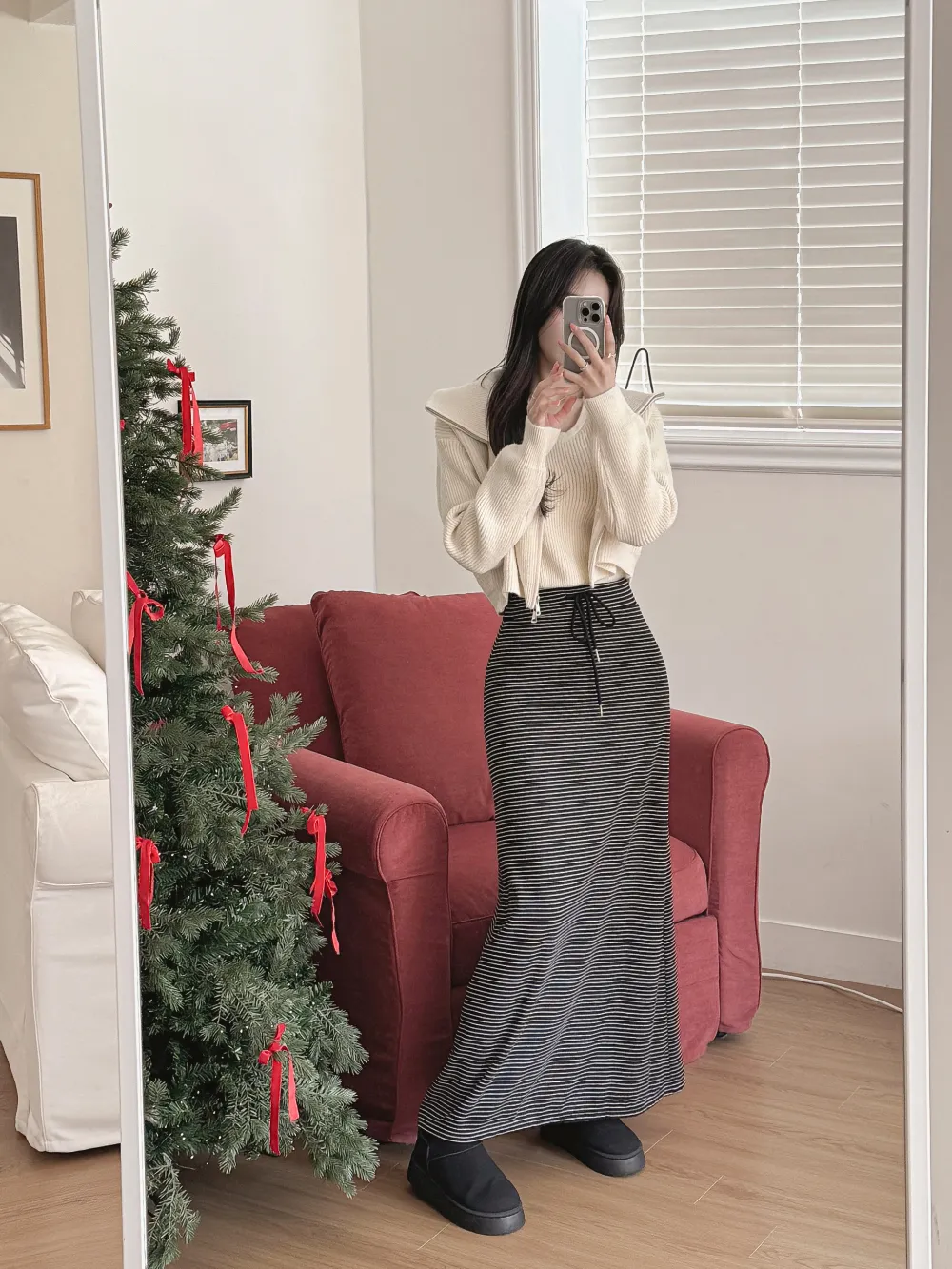 롱 스커트 모델 착용 이미지-S3L13