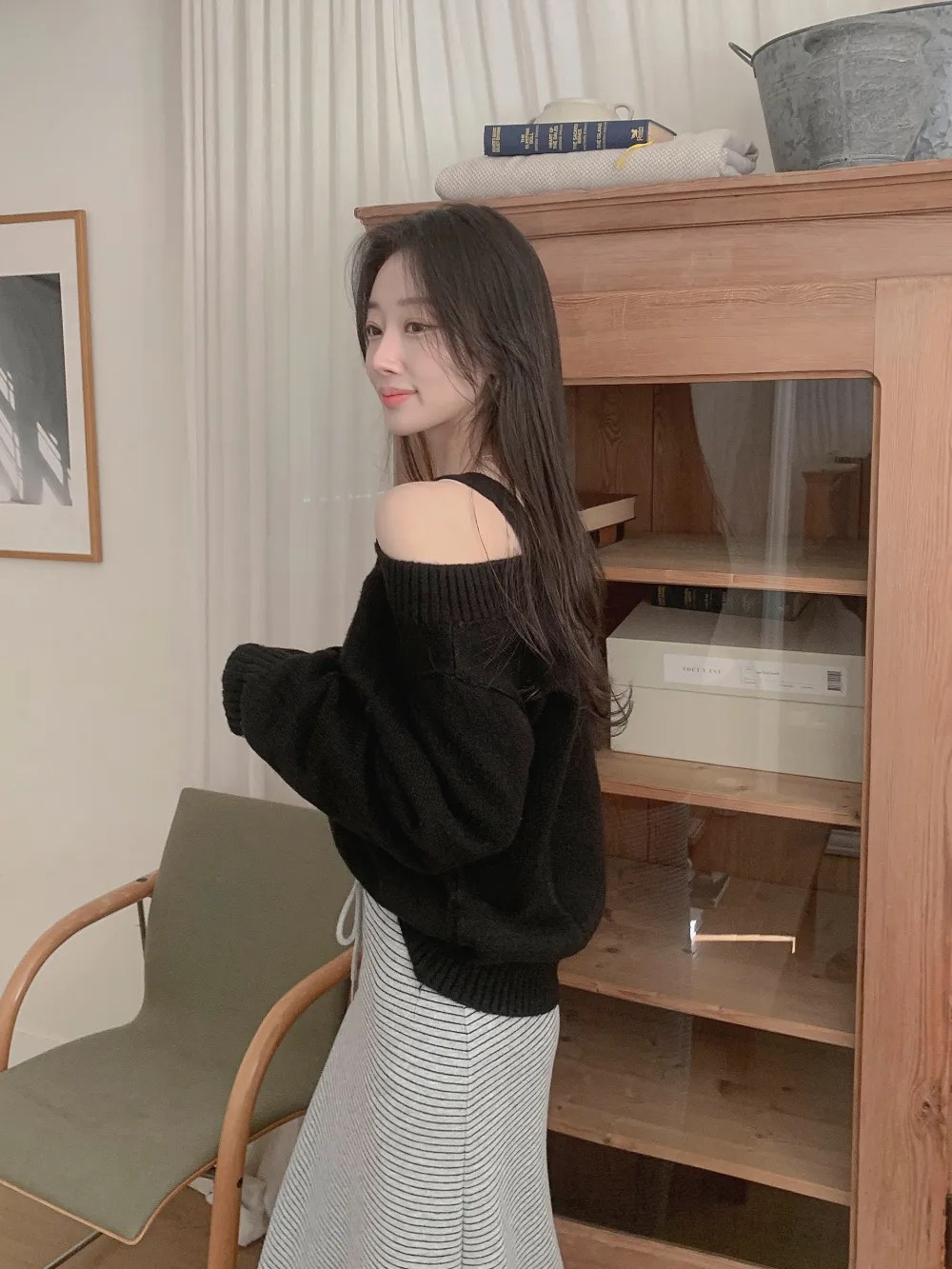 롱 스커트 모델 착용 이미지-S3L49