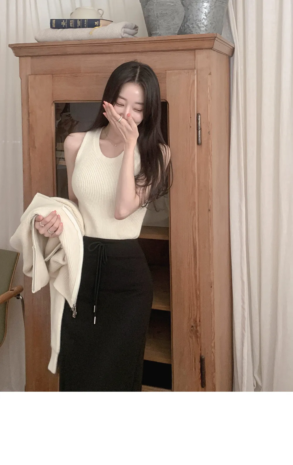 롱 스커트 모델 착용 이미지-S3L11