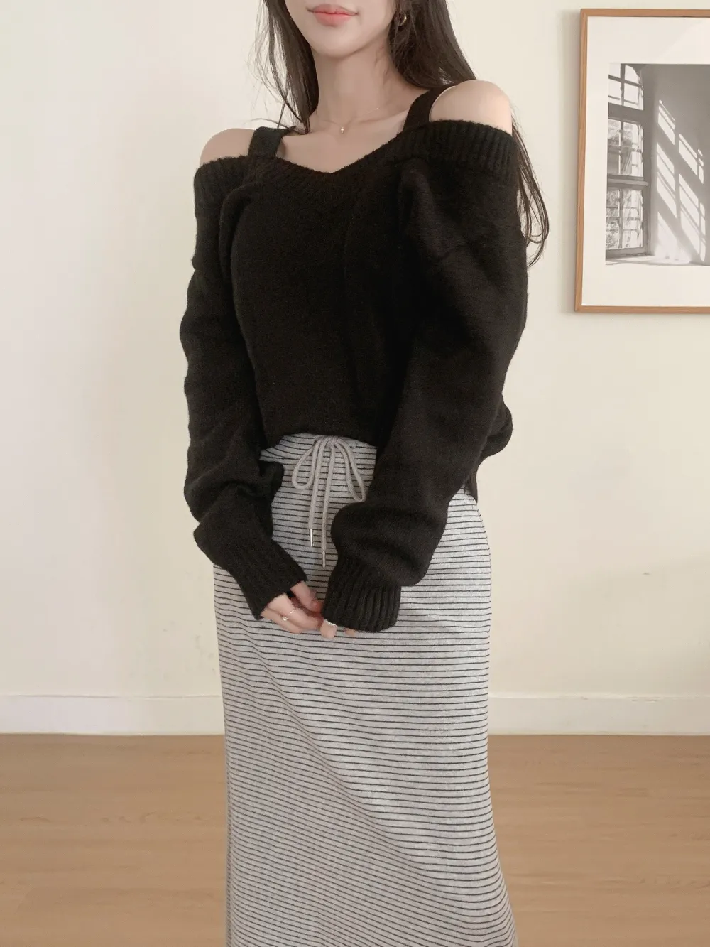 롱 스커트 모델 착용 이미지-S3L42