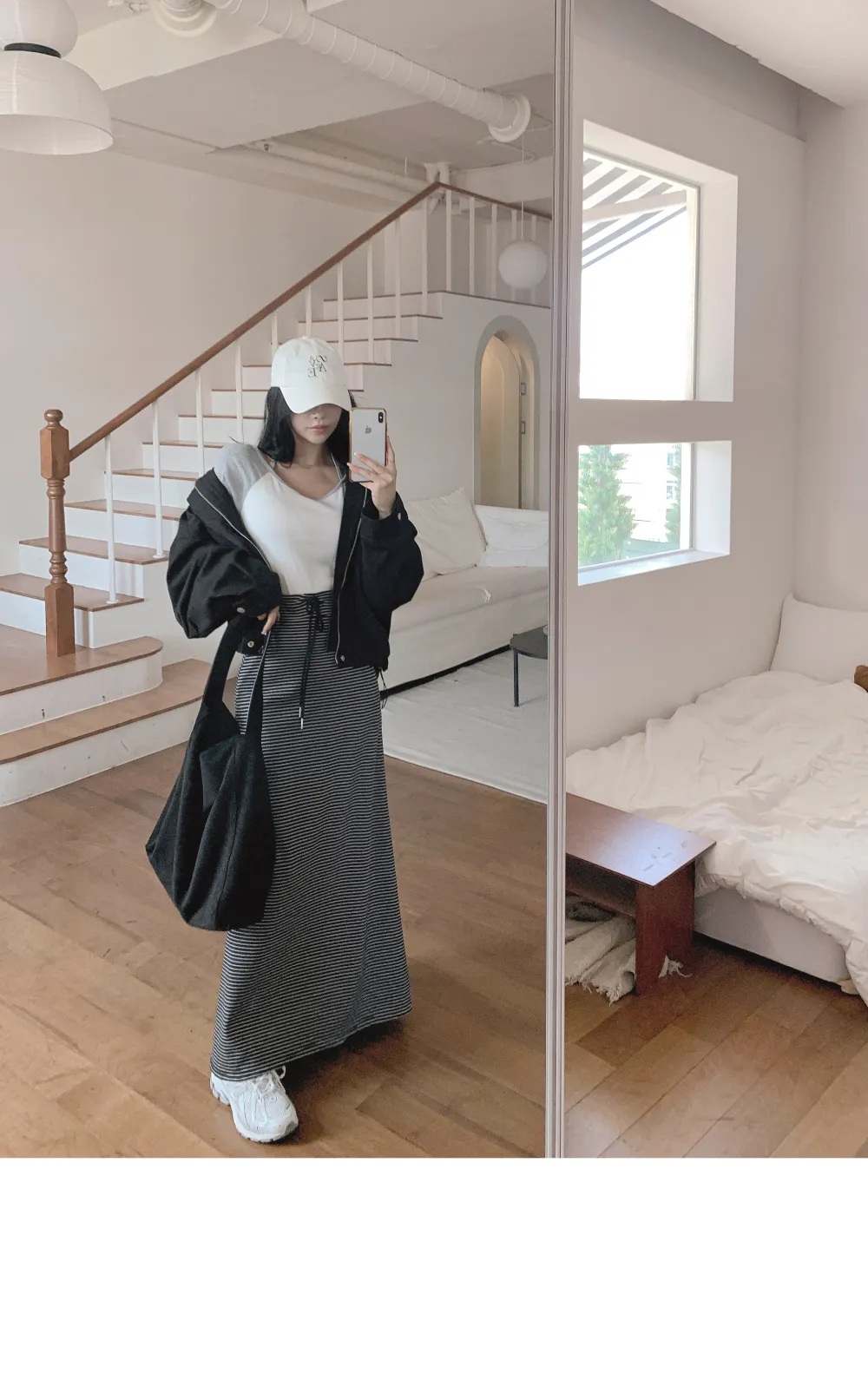 롱 스커트 모델 착용 이미지-S1L60