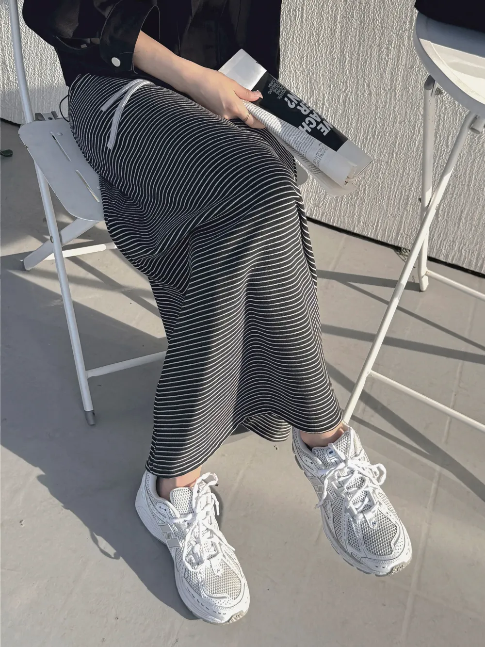 롱 스커트 모델 착용 이미지-S1L36