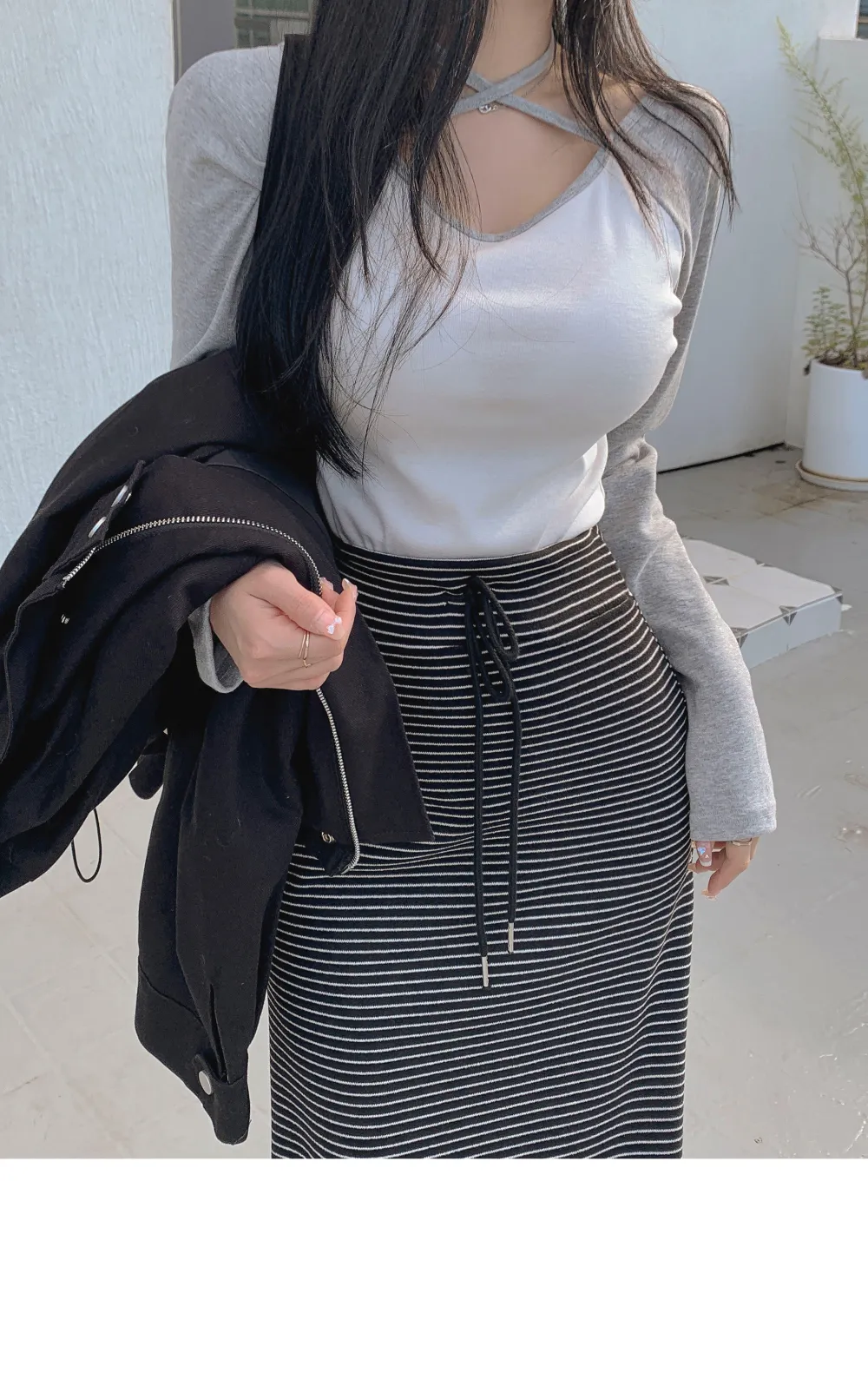 롱 스커트 모델 착용 이미지-S1L28