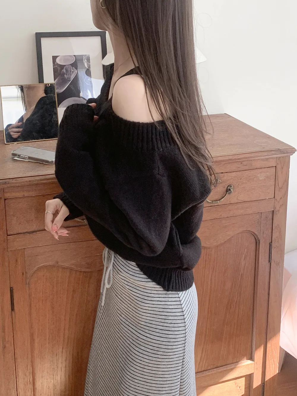 롱 스커트 모델 착용 이미지-S3L24