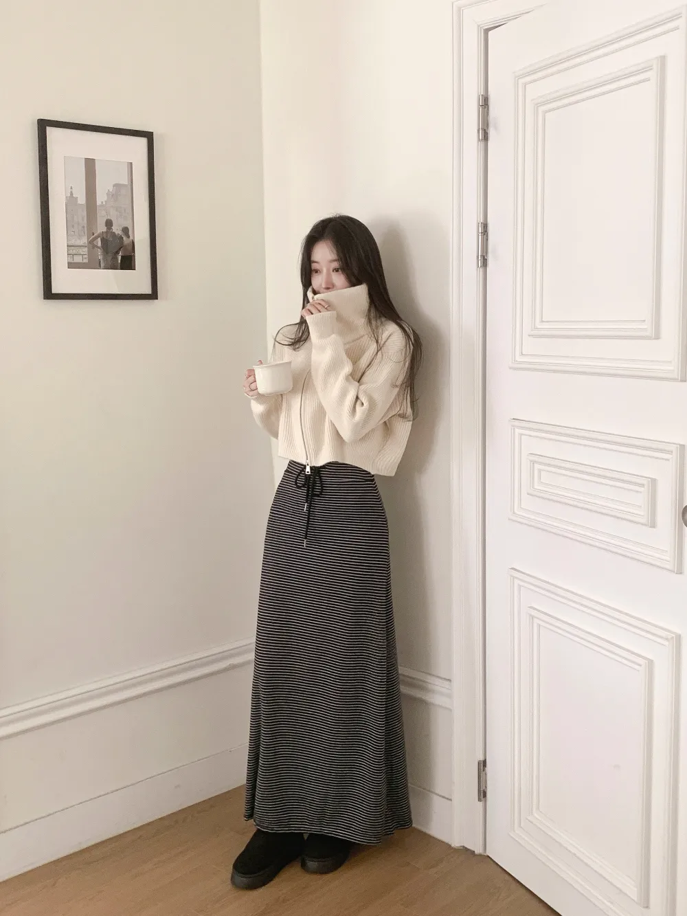롱 스커트 모델 착용 이미지-S3L54
