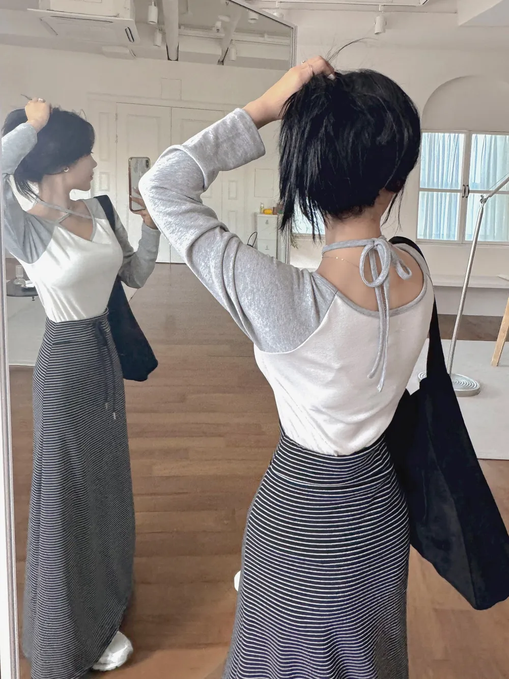 롱 스커트 모델 착용 이미지-S1L40