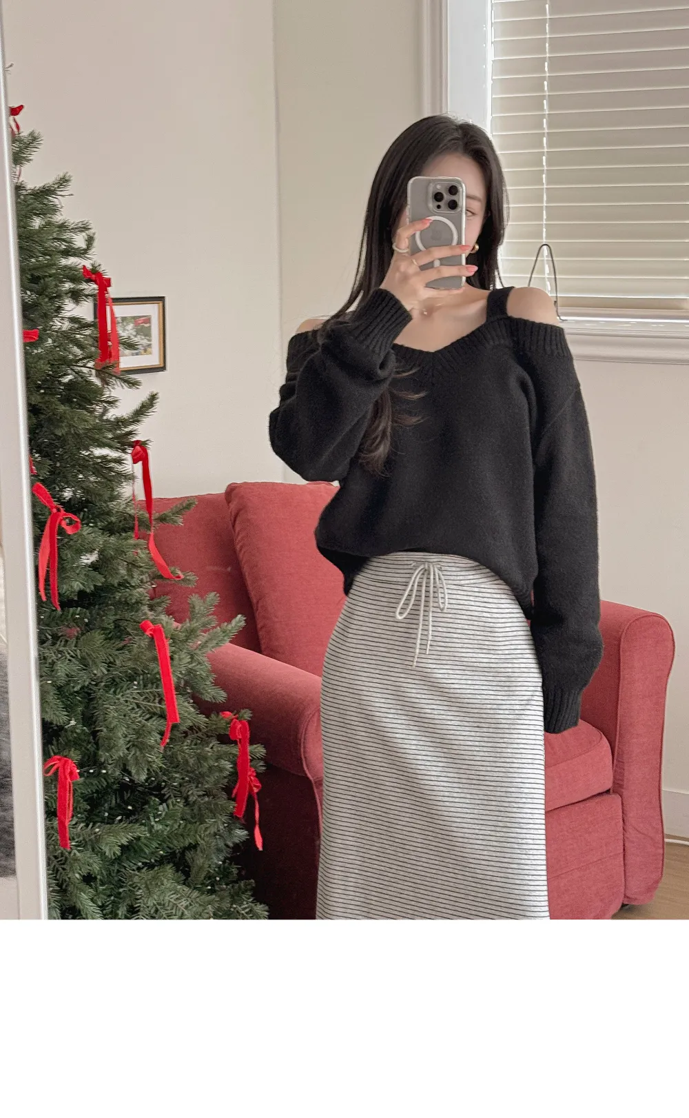 롱 스커트 모델 착용 이미지-S3L53