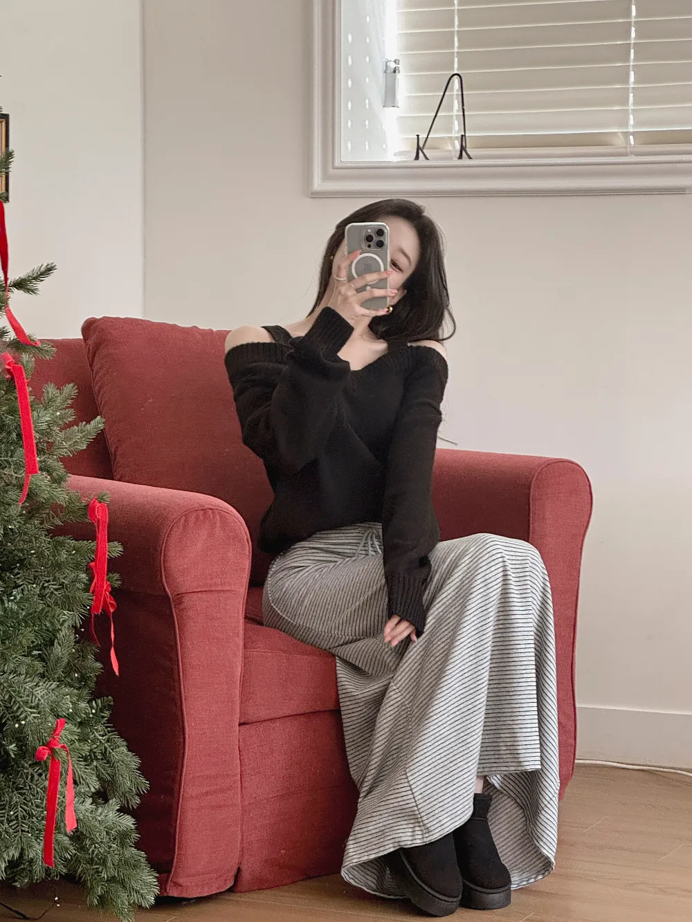 롱 스커트 모델 착용 이미지-S3L29