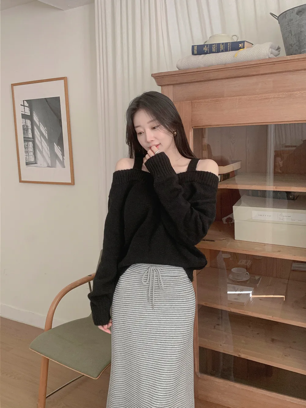 롱 스커트 모델 착용 이미지-S3L47