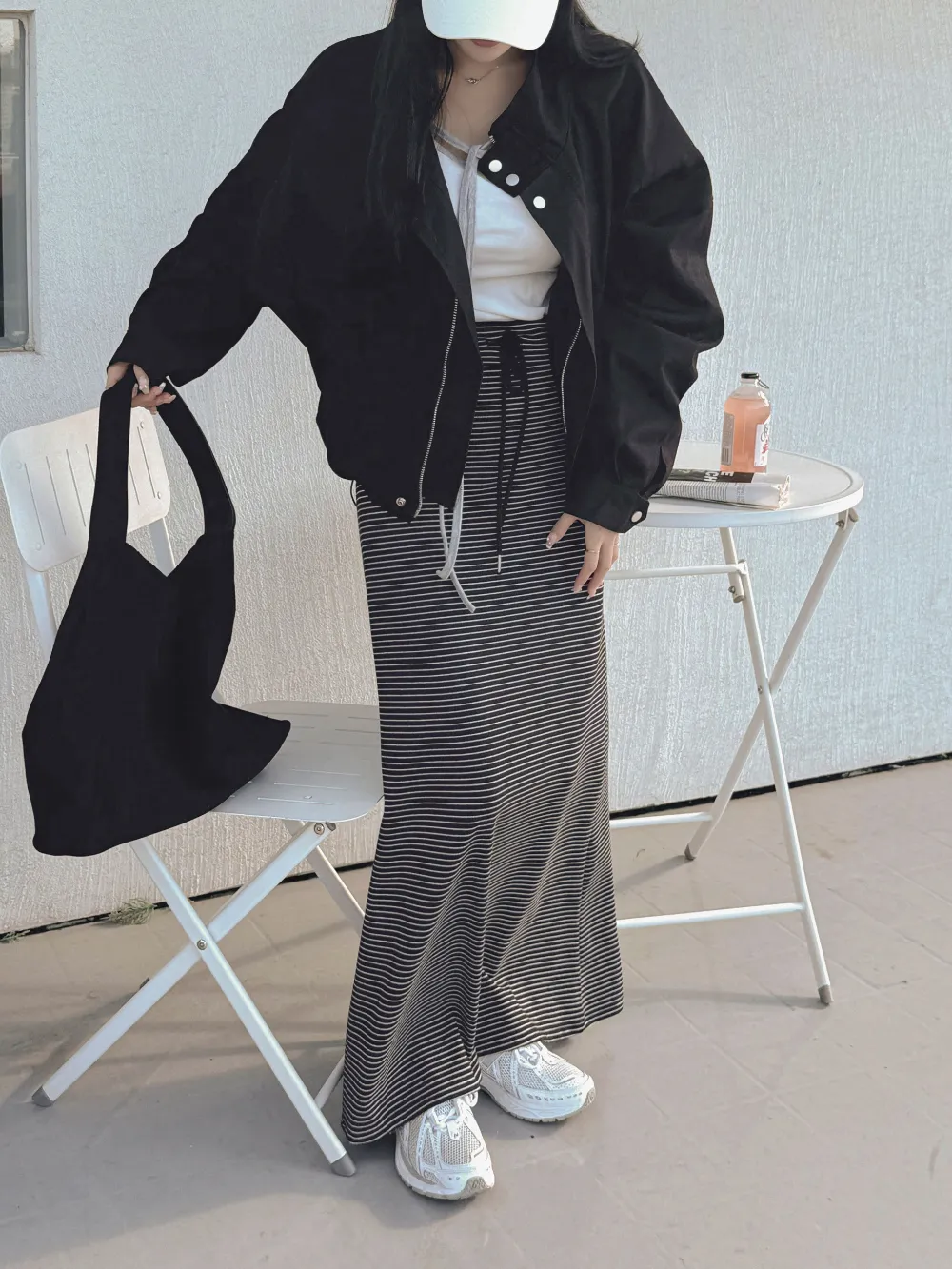 롱 스커트 모델 착용 이미지-S1L34