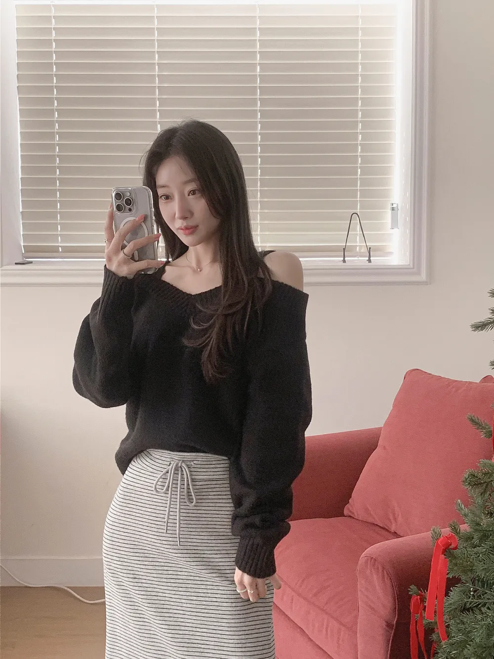 롱 스커트 모델 착용 이미지-S3L27