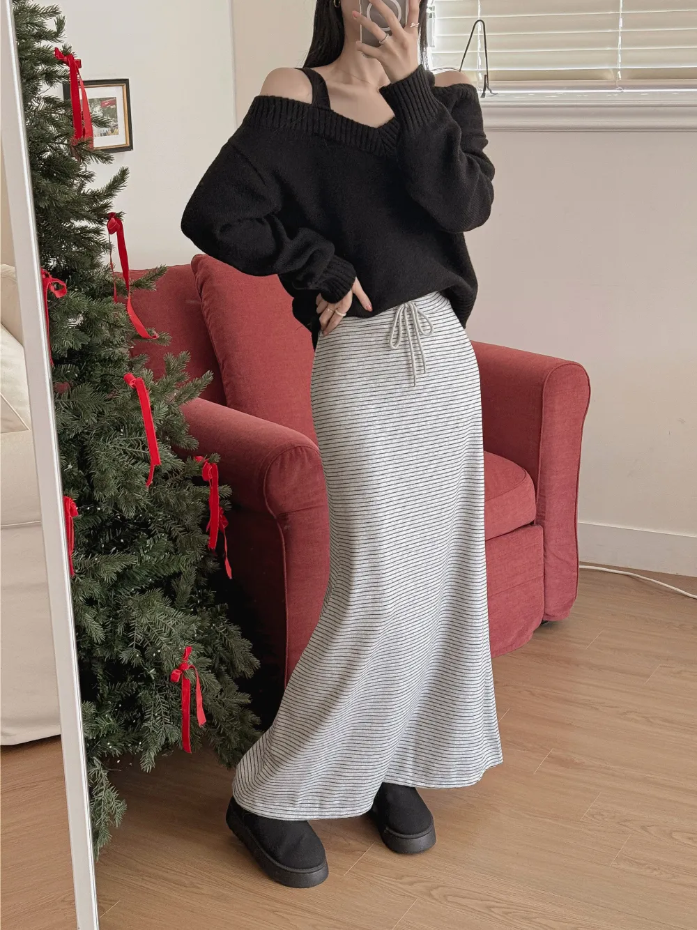 롱 스커트 모델 착용 이미지-S3L25