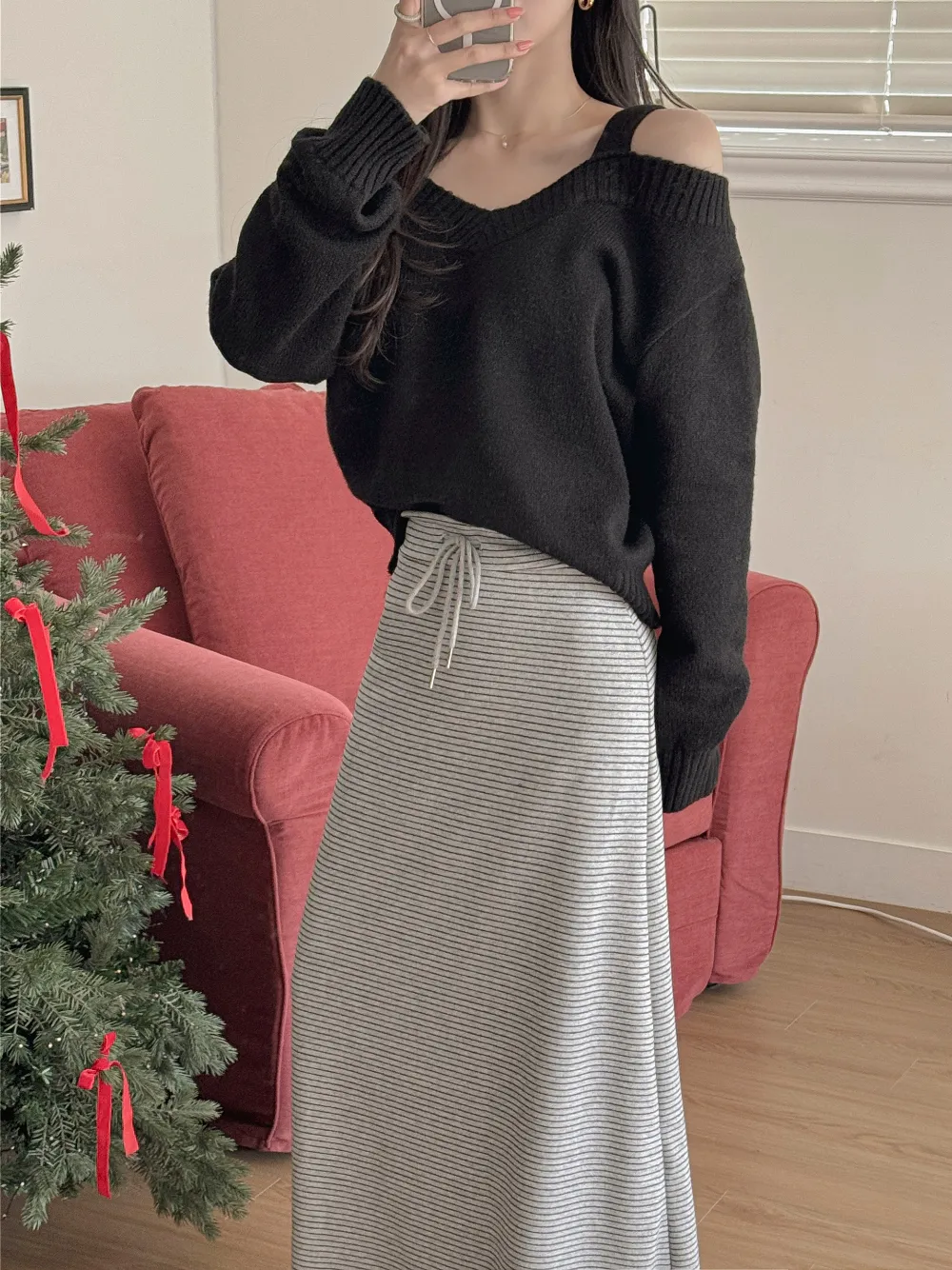 롱 스커트 모델 착용 이미지-S3L52