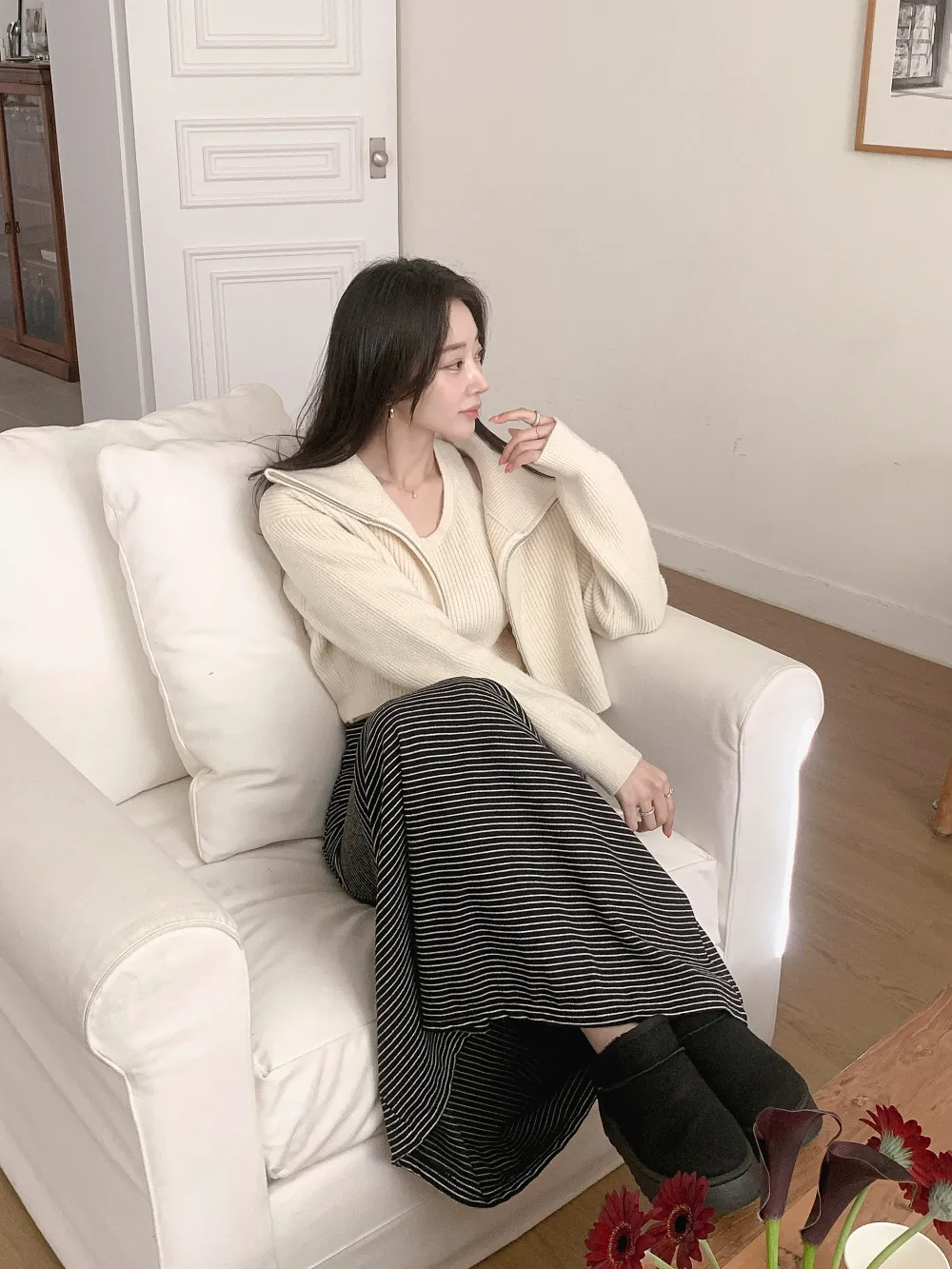 롱 스커트 모델 착용 이미지-S3L31