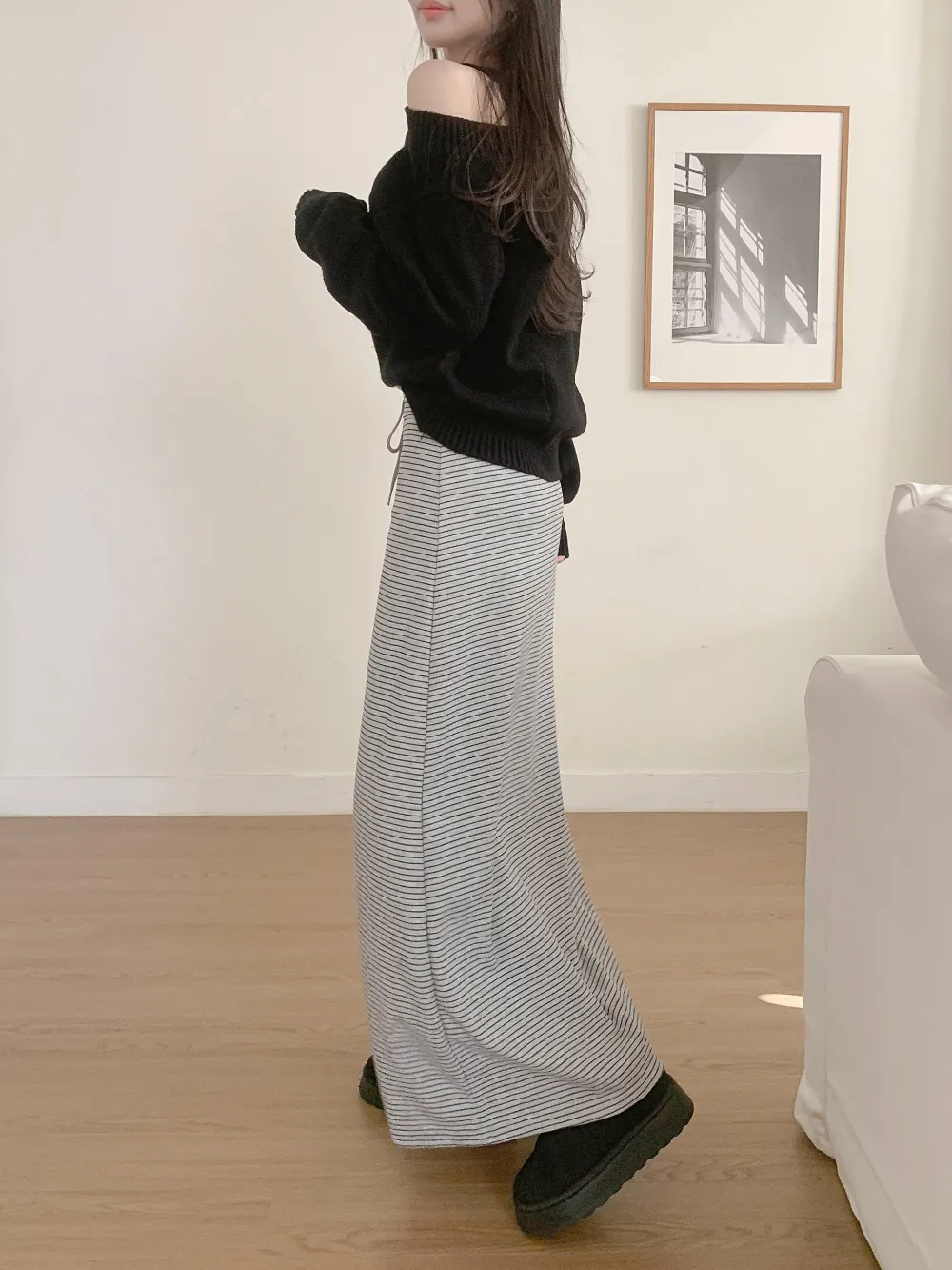 롱 스커트 모델 착용 이미지-S3L41