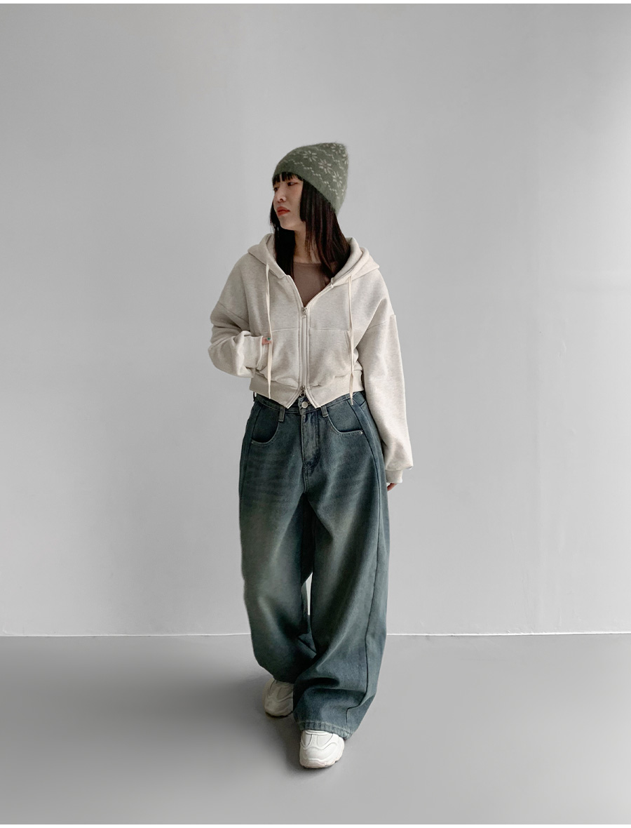 大人気作家さま　ドルマンショートパーカー　トープ 裏起毛フードダブルジップクロップドドルマンカンガルーポケットジップ