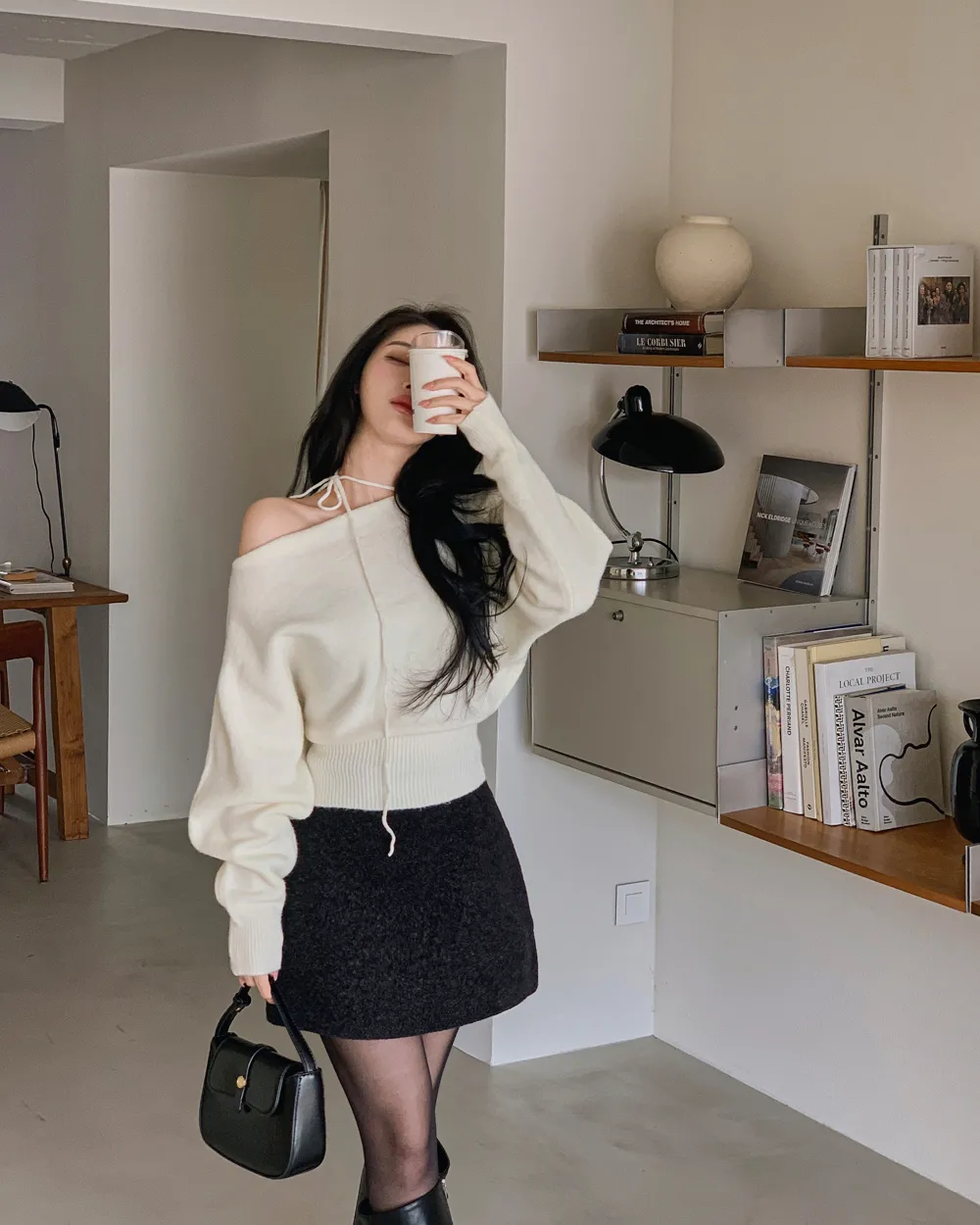 긴팔 티셔츠 모델 착용 이미지-S1L39