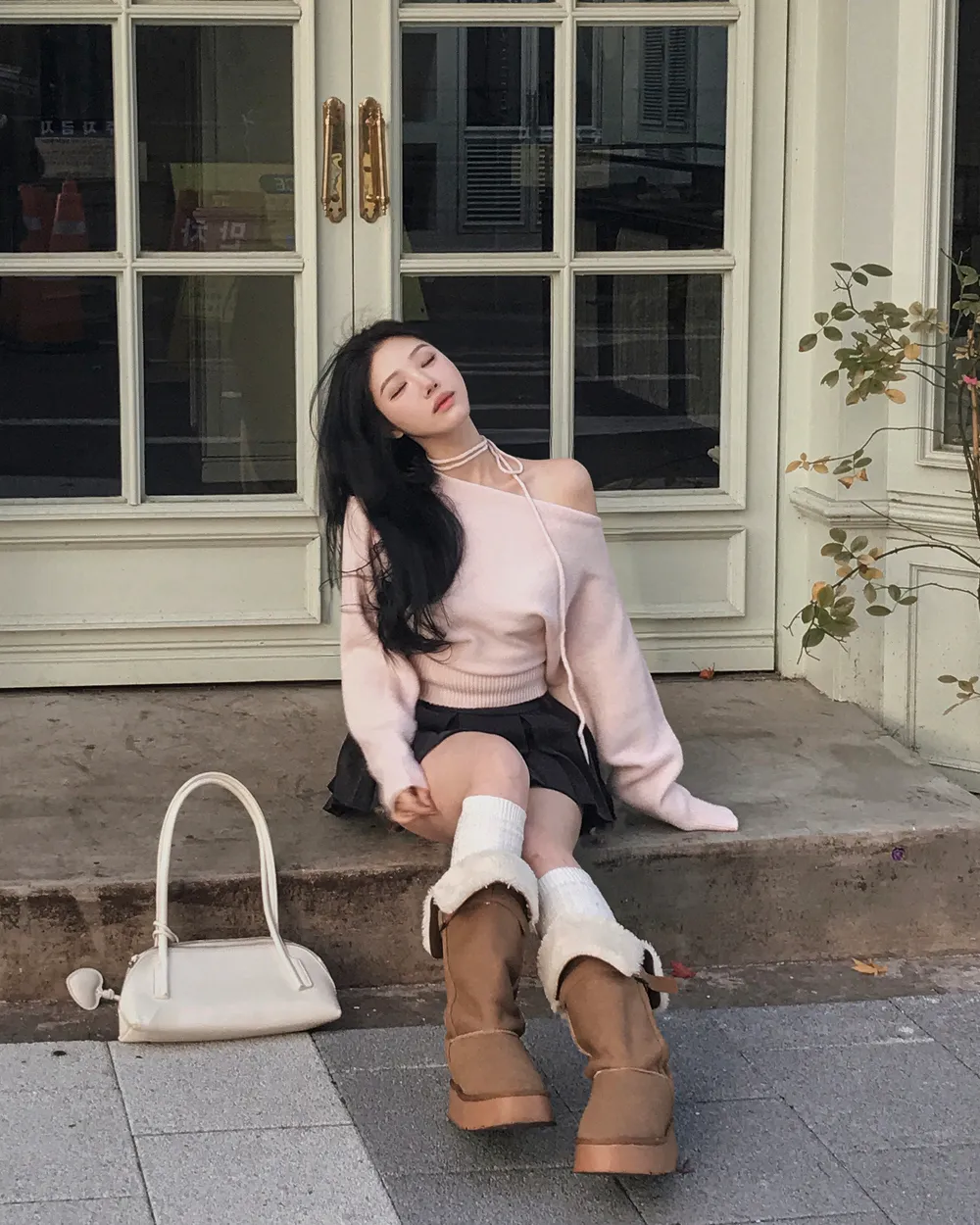 긴팔 티셔츠 모델 착용 이미지-S1L73