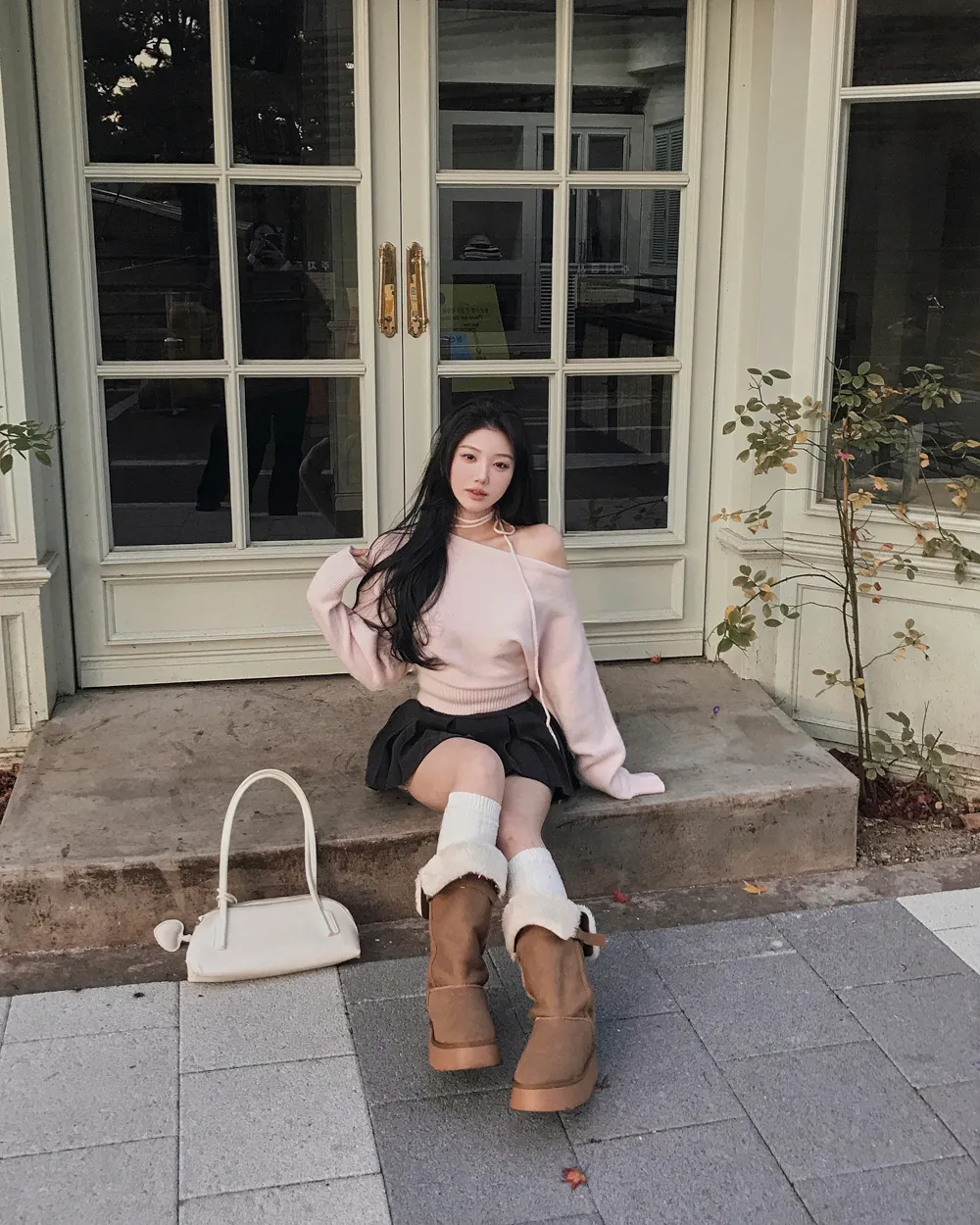 긴팔 티셔츠 모델 착용 이미지-S1L74