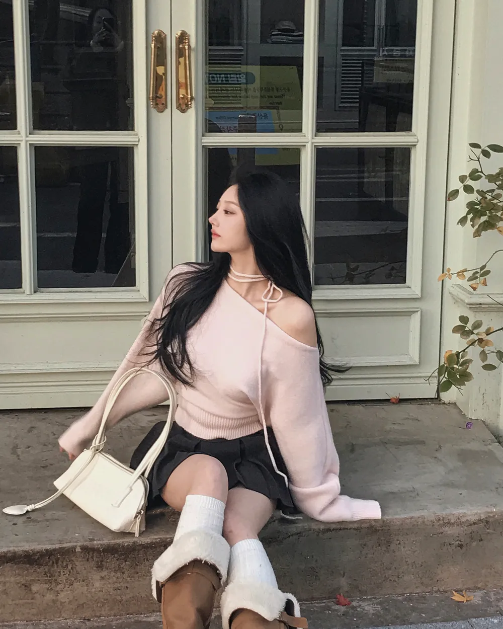 긴팔 티셔츠 모델 착용 이미지-S1L77