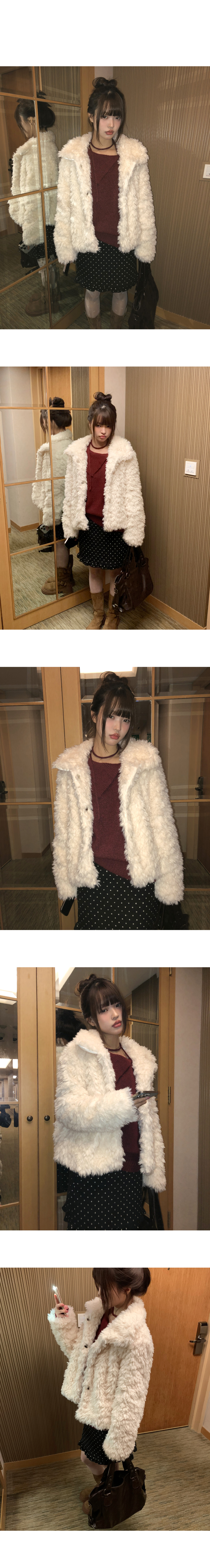 エコファーキルト風ボタンカラーカラージャケット | レディース