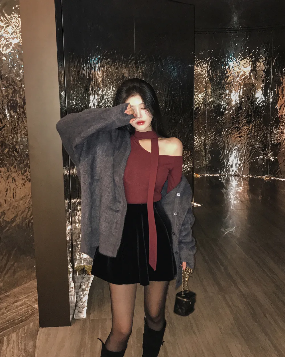 미니 스커트 모델 착용 이미지-S1L35