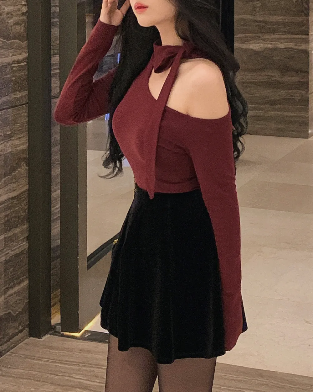 미니 스커트 모델 착용 이미지-S1L53