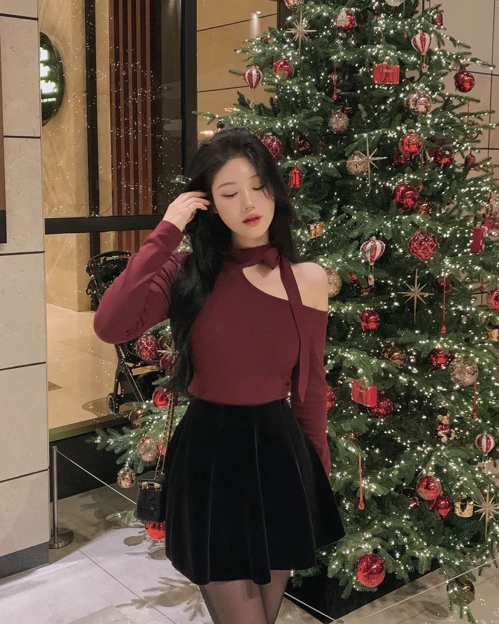 미니 스커트 모델 착용 이미지-S1L22