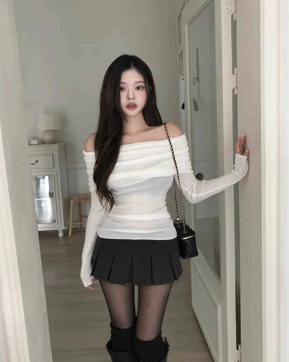 미니 스커트 모델 착용 이미지-S3L9