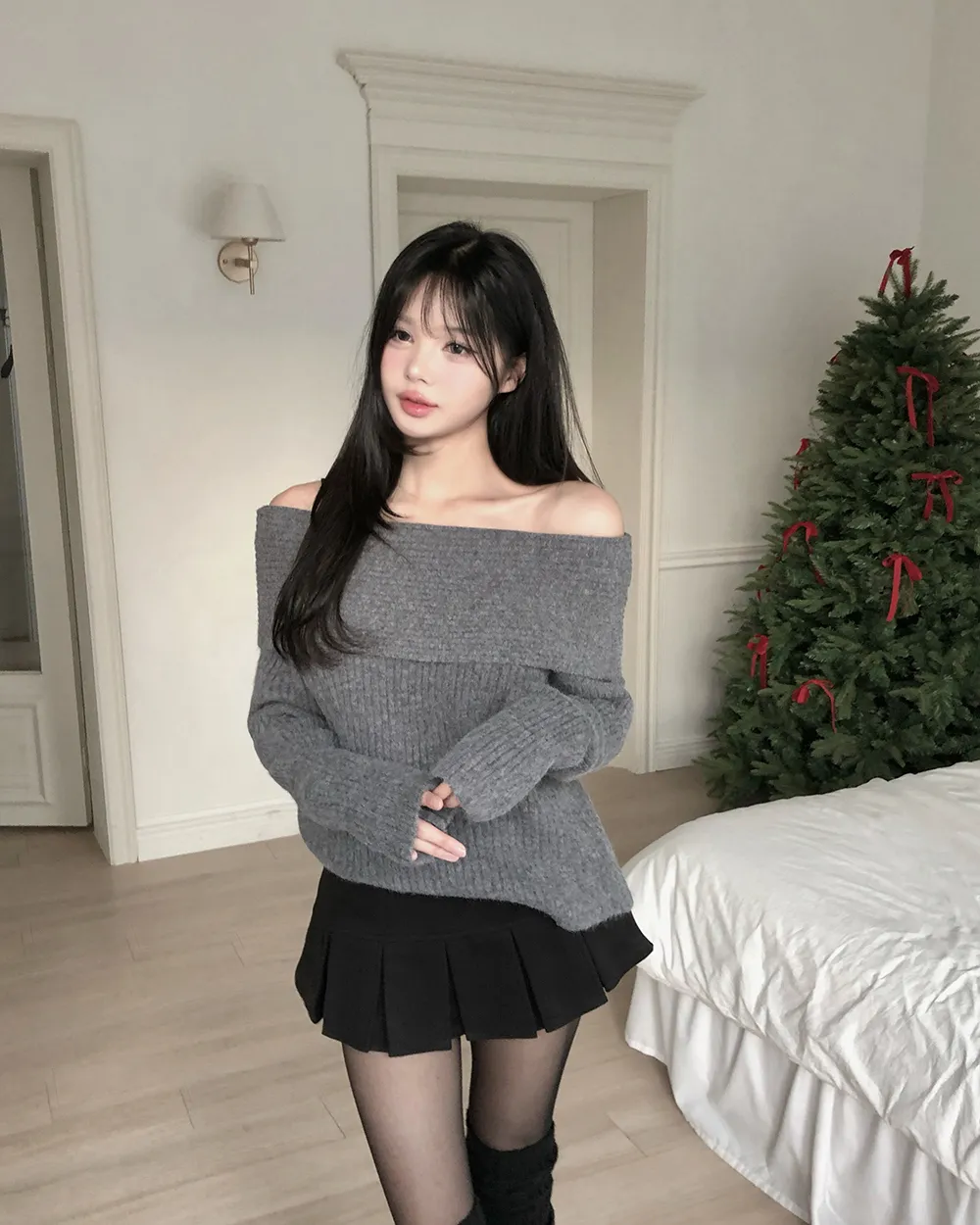 미니 스커트 모델 착용 이미지-S2L12