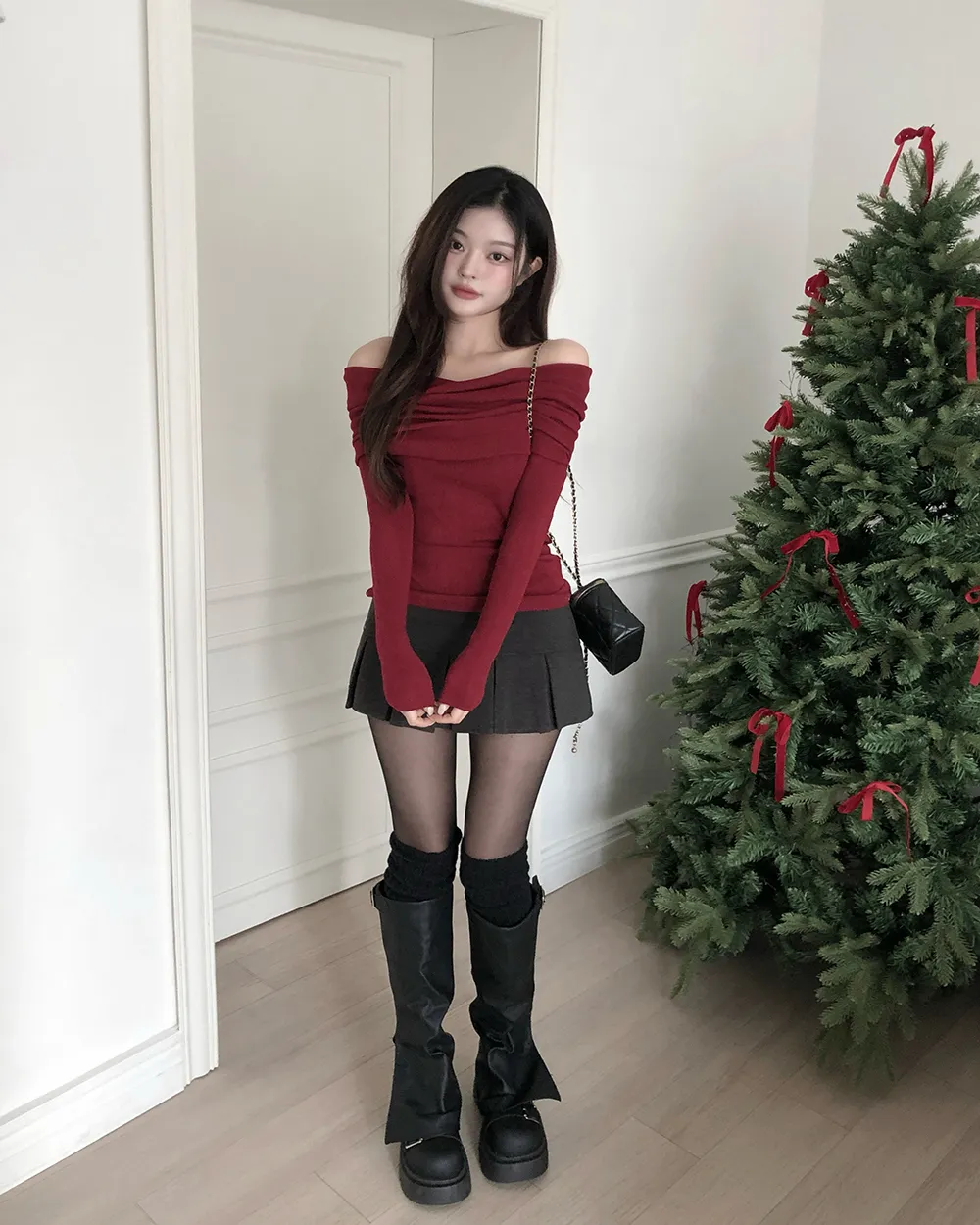 미니 스커트 모델 착용 이미지-S3L15