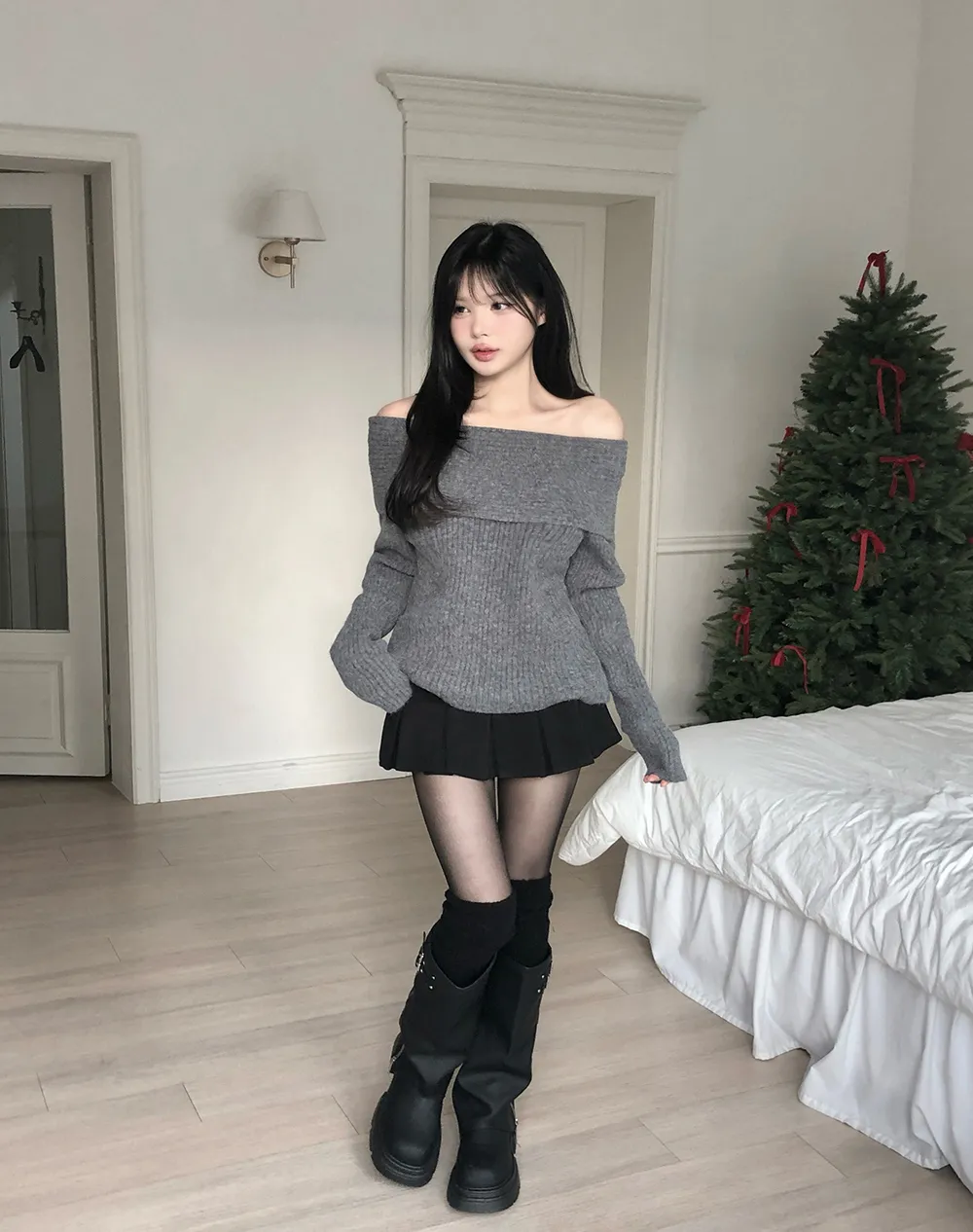 미니 스커트 모델 착용 이미지-S2L14