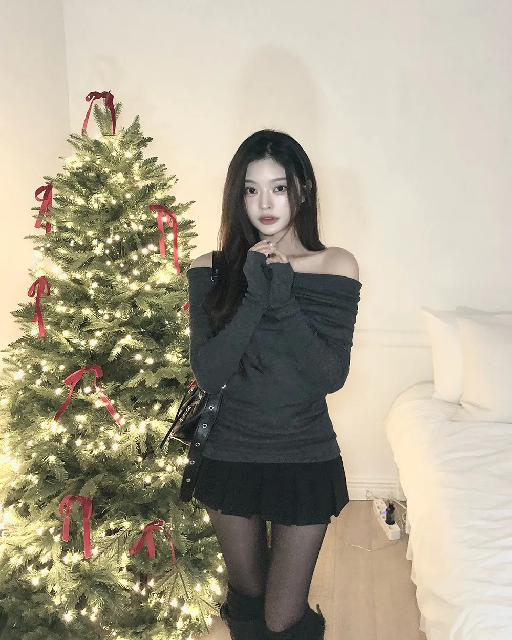 미니 스커트 모델 착용 이미지-S3L21