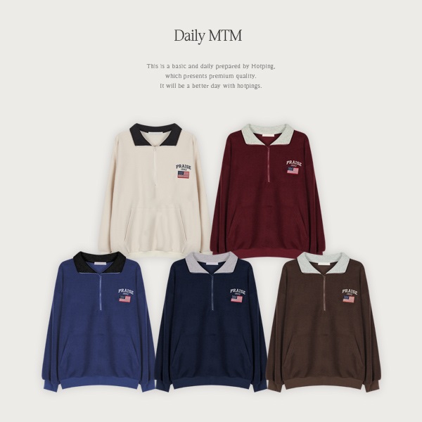 両起毛ハーフジップルーズ刺繍星条旗スウェット | レディース