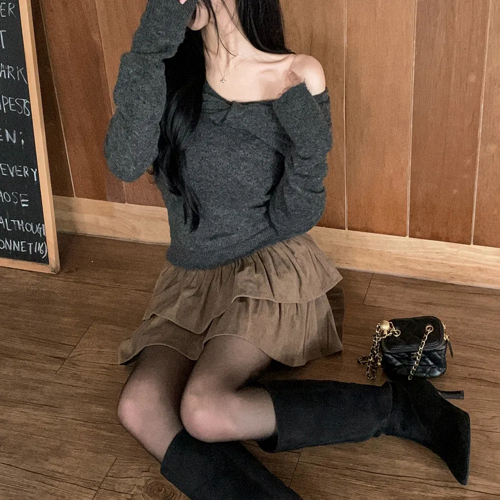 미니 스커트 모델 착용 이미지-S1L53