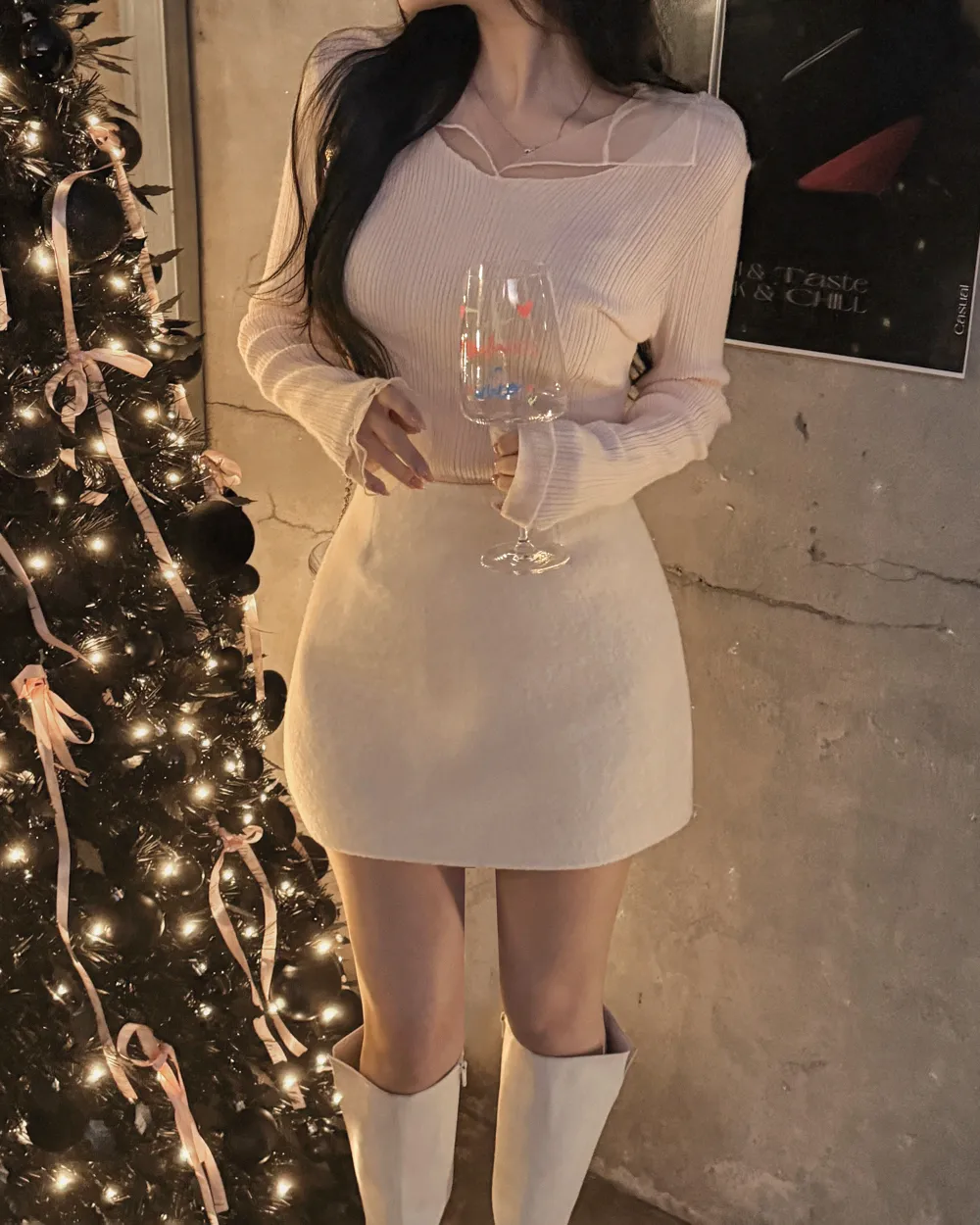 긴팔 티셔츠 모델 착용 이미지-S1L32