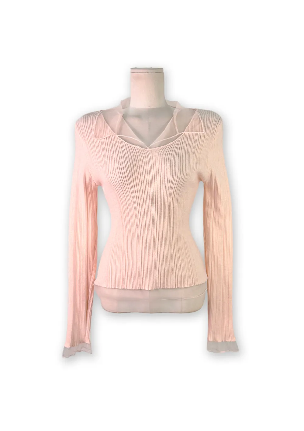 긴팔 티셔츠 크림 색상 이미지-S2L1