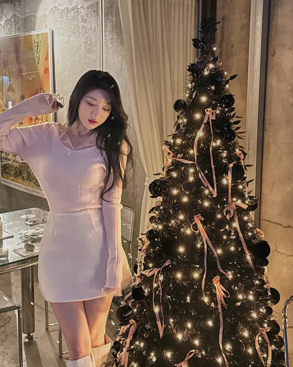 긴팔 티셔츠 모델 착용 이미지-S1L74