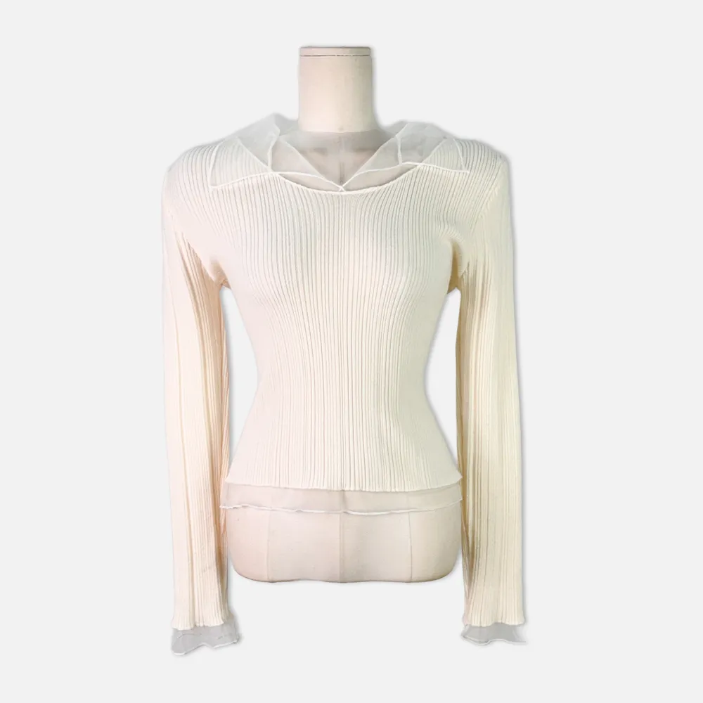 긴팔 티셔츠 크림 색상 이미지-S1L21