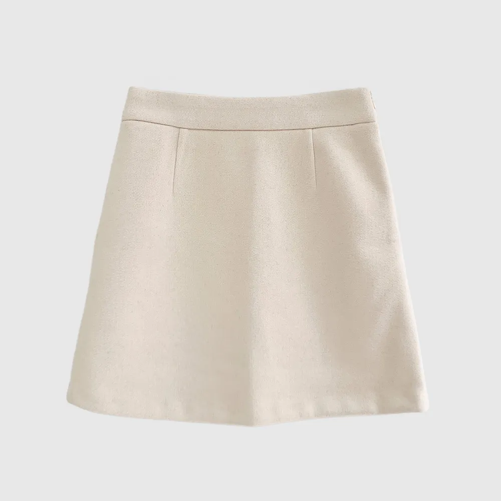 미니 스커트 크림 색상 이미지-S1L57