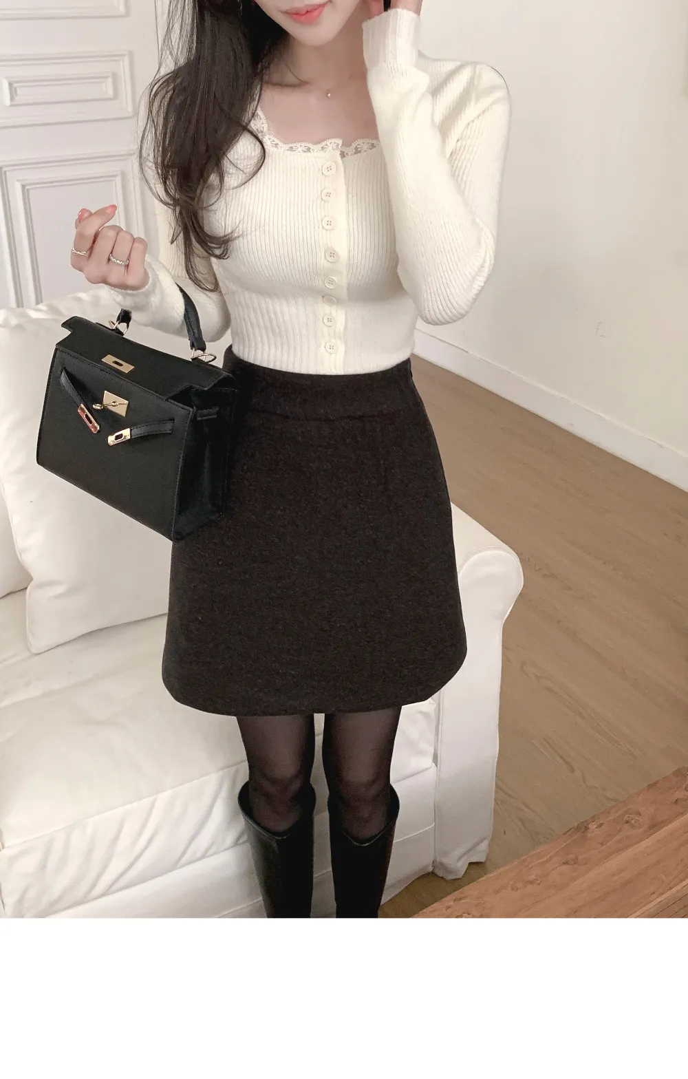 미니 스커트 모델 착용 이미지-S1L48