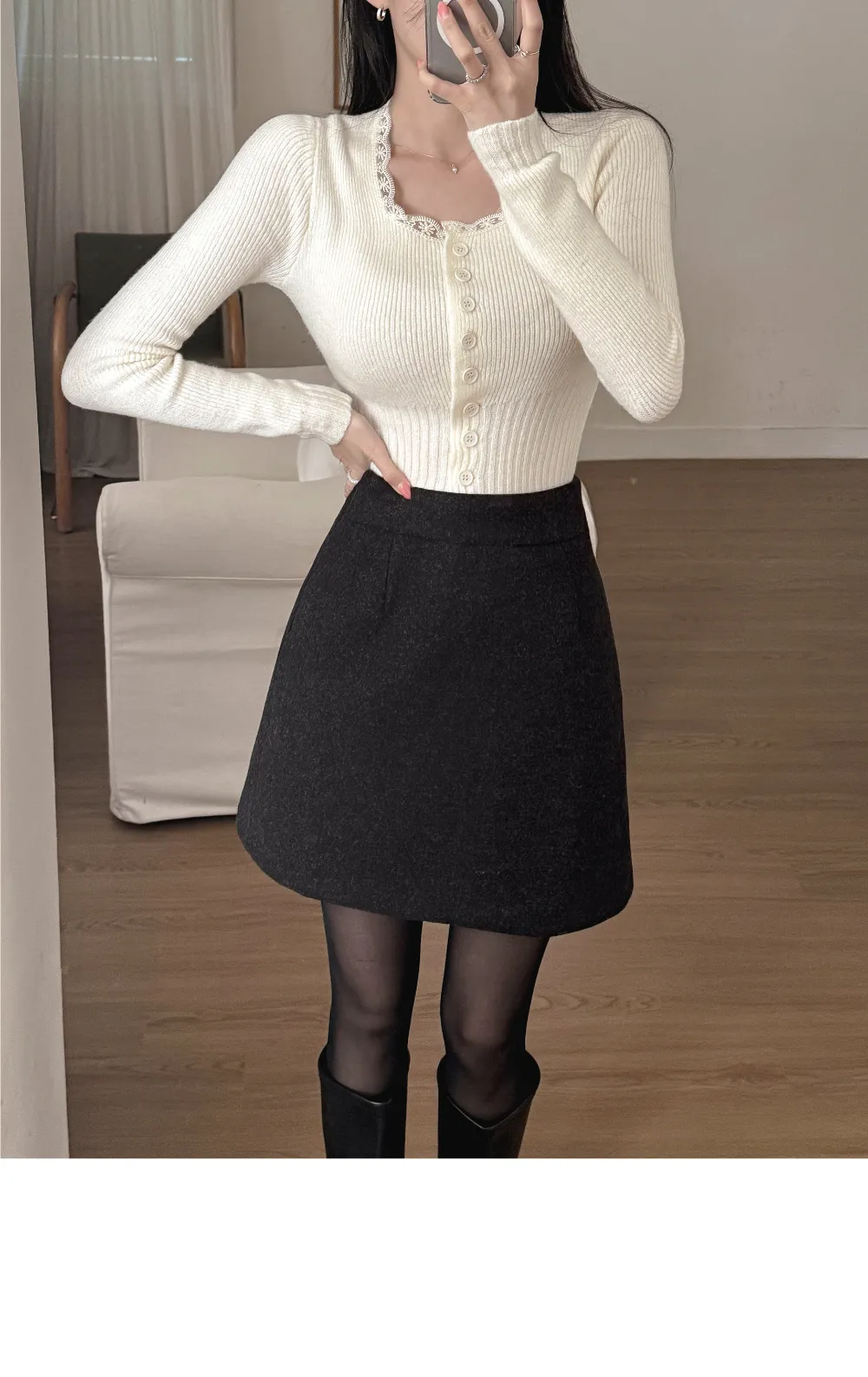 미니 스커트 모델 착용 이미지-S1L35