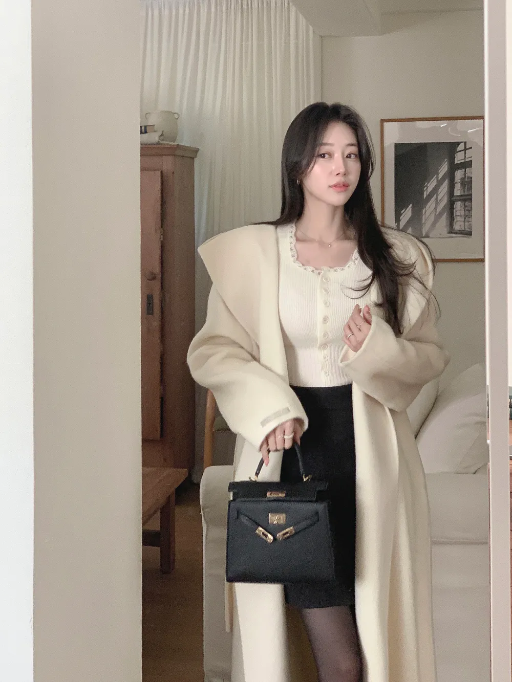 미니 스커트 모델 착용 이미지-S1L55