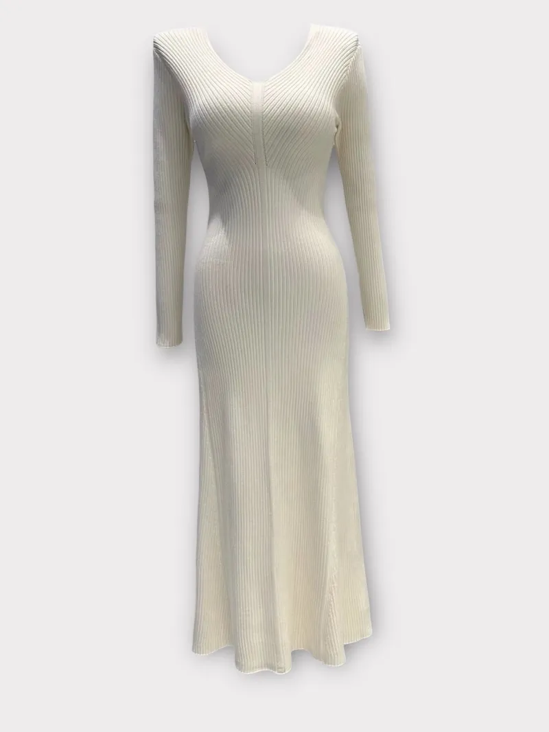 긴 드레스 아이보리 색상 이미지-S1L63