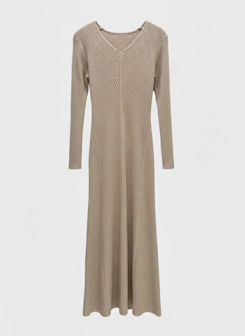 긴 드레스 크림 색상 이미지-S1L65