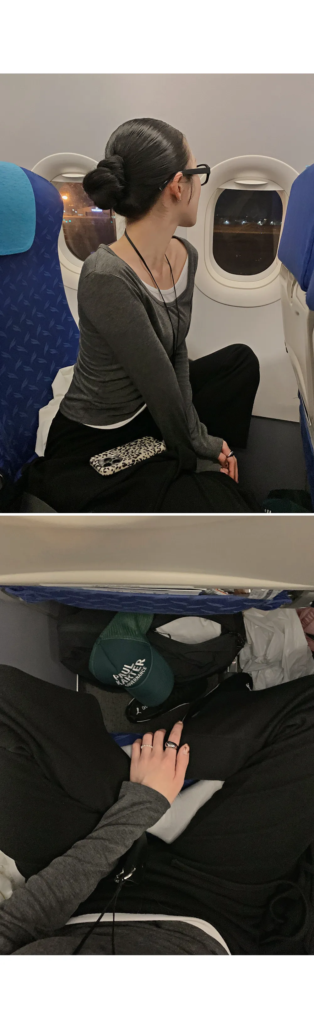 위타임 쫀쫀스판 레이어드 일체형 배색티셔츠