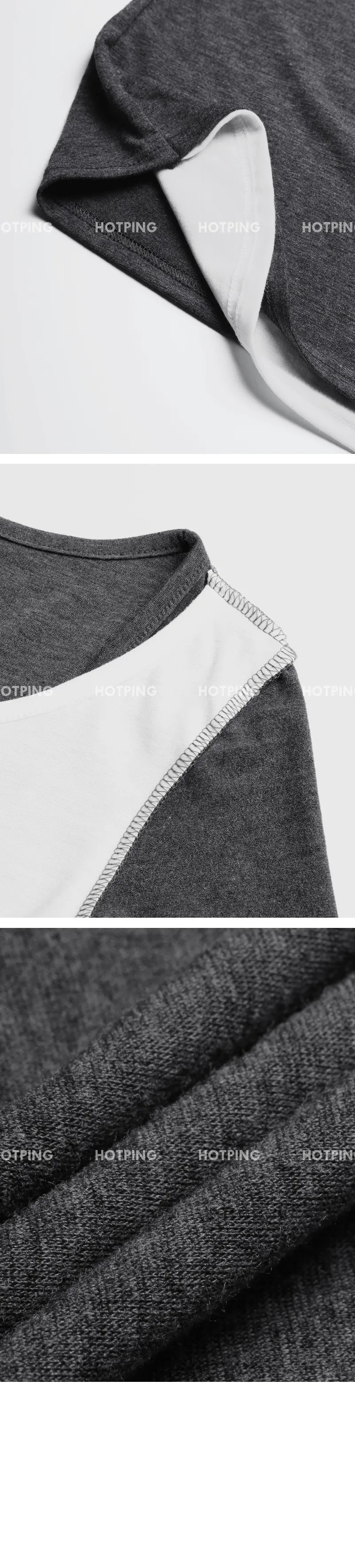 위타임 쫀쫀스판 레이어드 일체형 배색티셔츠