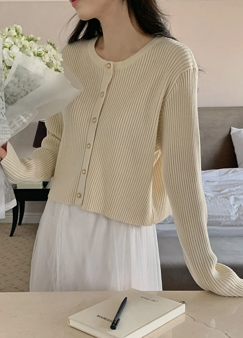 쟈말린 골지 니트가디건