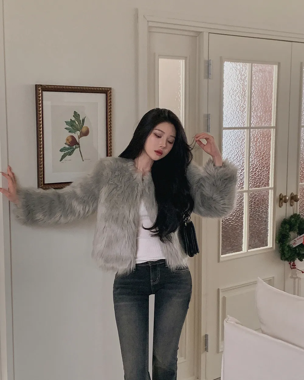 긴팔 티셔츠 모델 착용 이미지-S1L44